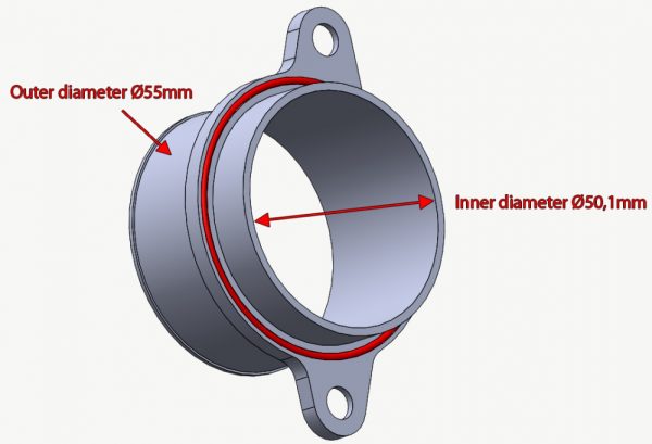 PORSCHE 997.1 TT/GT2 2007-09 ADAPTER 50MM COMPRESSOR HOUSING - Image 3